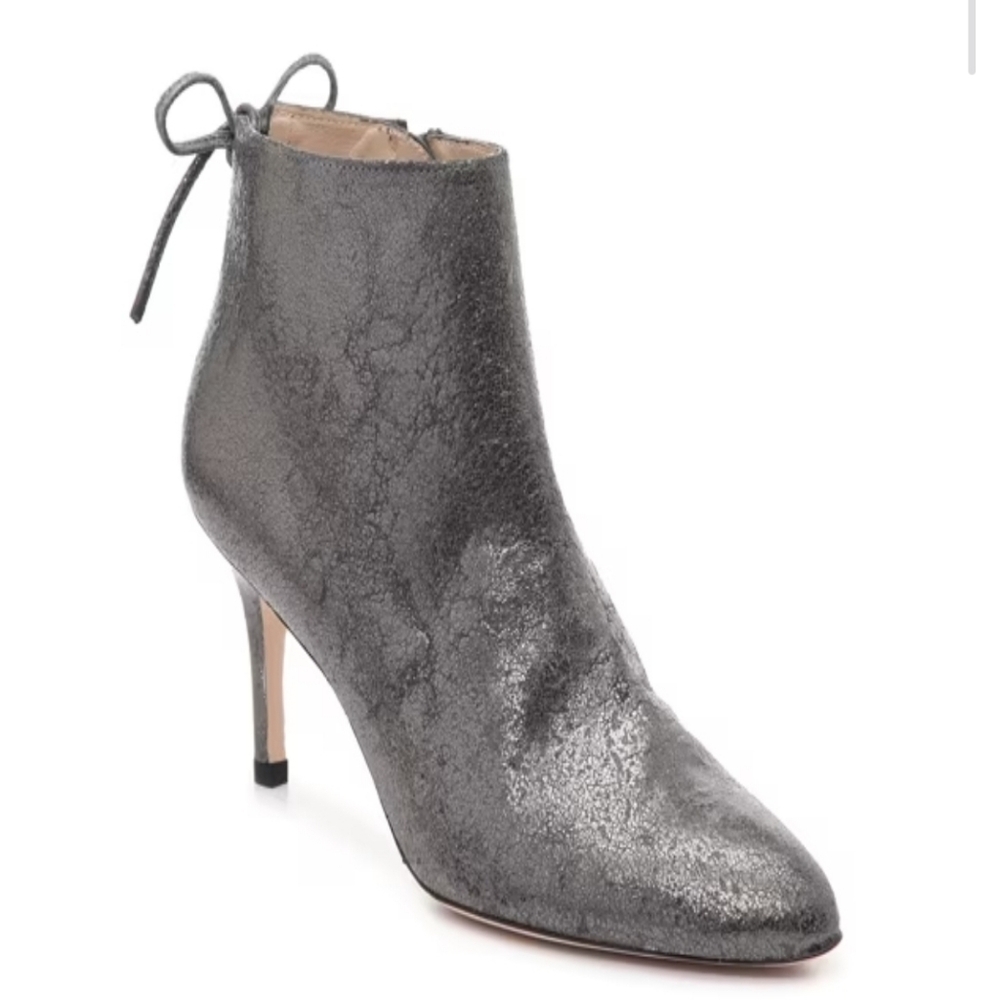 🔥Stuart Weitzman Shimmering Silver-Black Heeled Boots